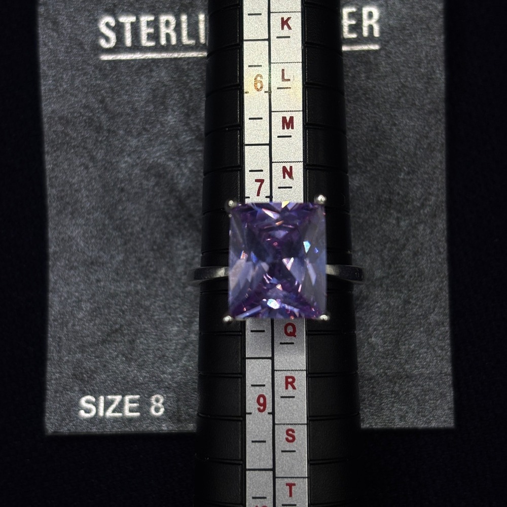 Purple Large Middle Stone Size 8 Sterling Silver Ring